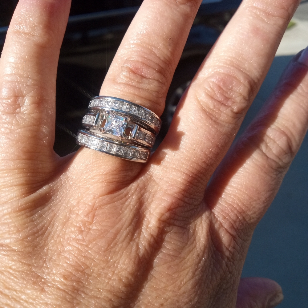 White Gold Filled Wedding Ring Set